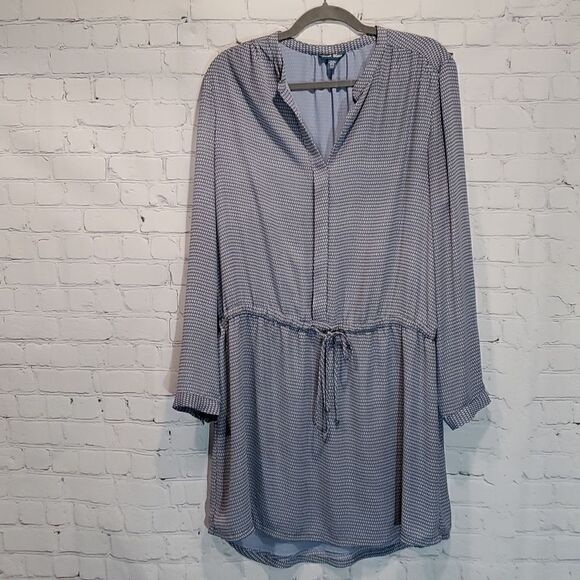 Fleur Bleue geometric tunic top with tie waist - Picture 1 of 8